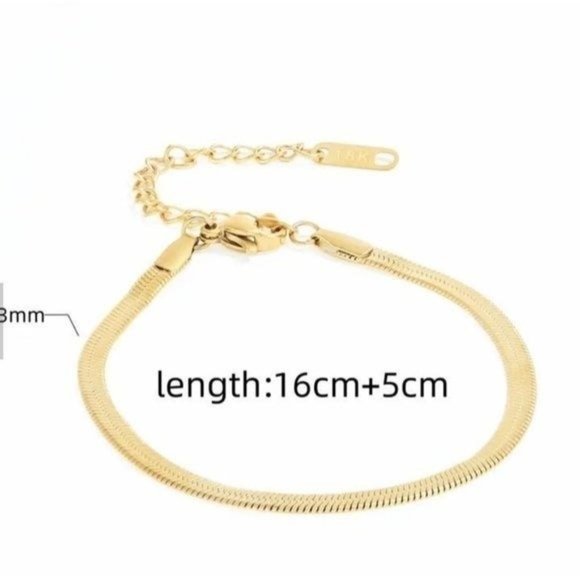 Classic Herringbone Bracelet Beautiful Gold Stacking Bracelet WATERPROOF Jewelry - Picture 5 of 12